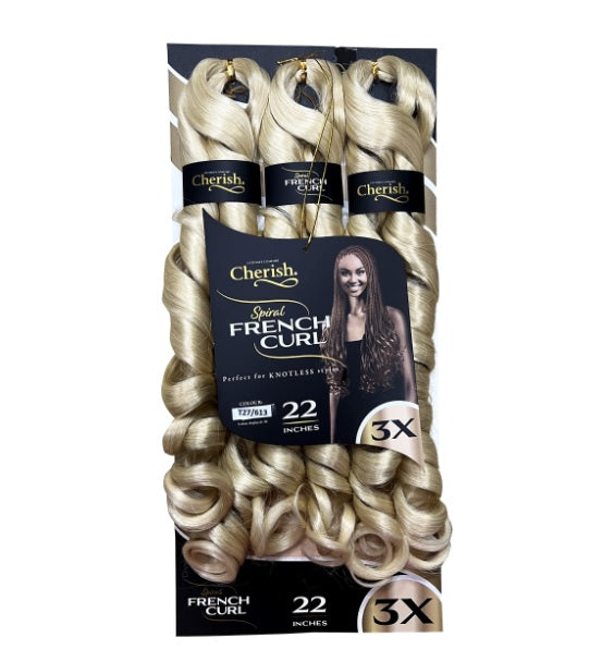 Cherish Spiral French Curl 3-pack – 22” syntetisk flettehår krøller Farve - T27/613