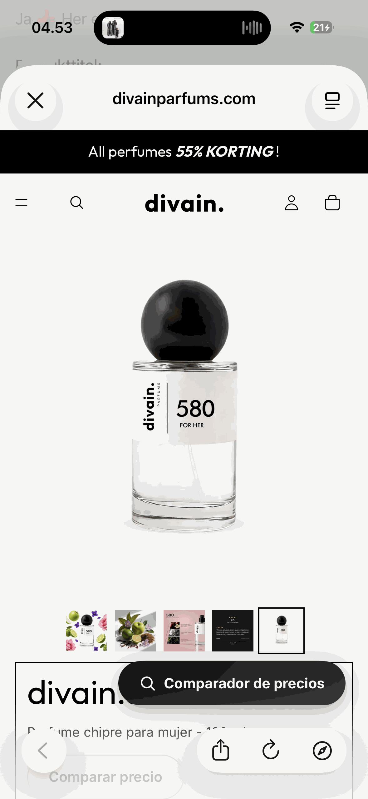 DIVAIN 580 – Inspireret af Creed Aventus For Her – Dameparfume 100 ml
