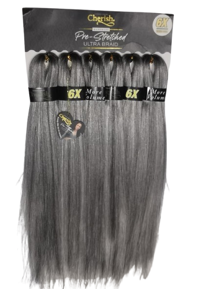 Cherish Ultra Braid 3-pack 142 cm – Pre-stretched flettehår til sorte kvinder – Farve 1 (Grå)