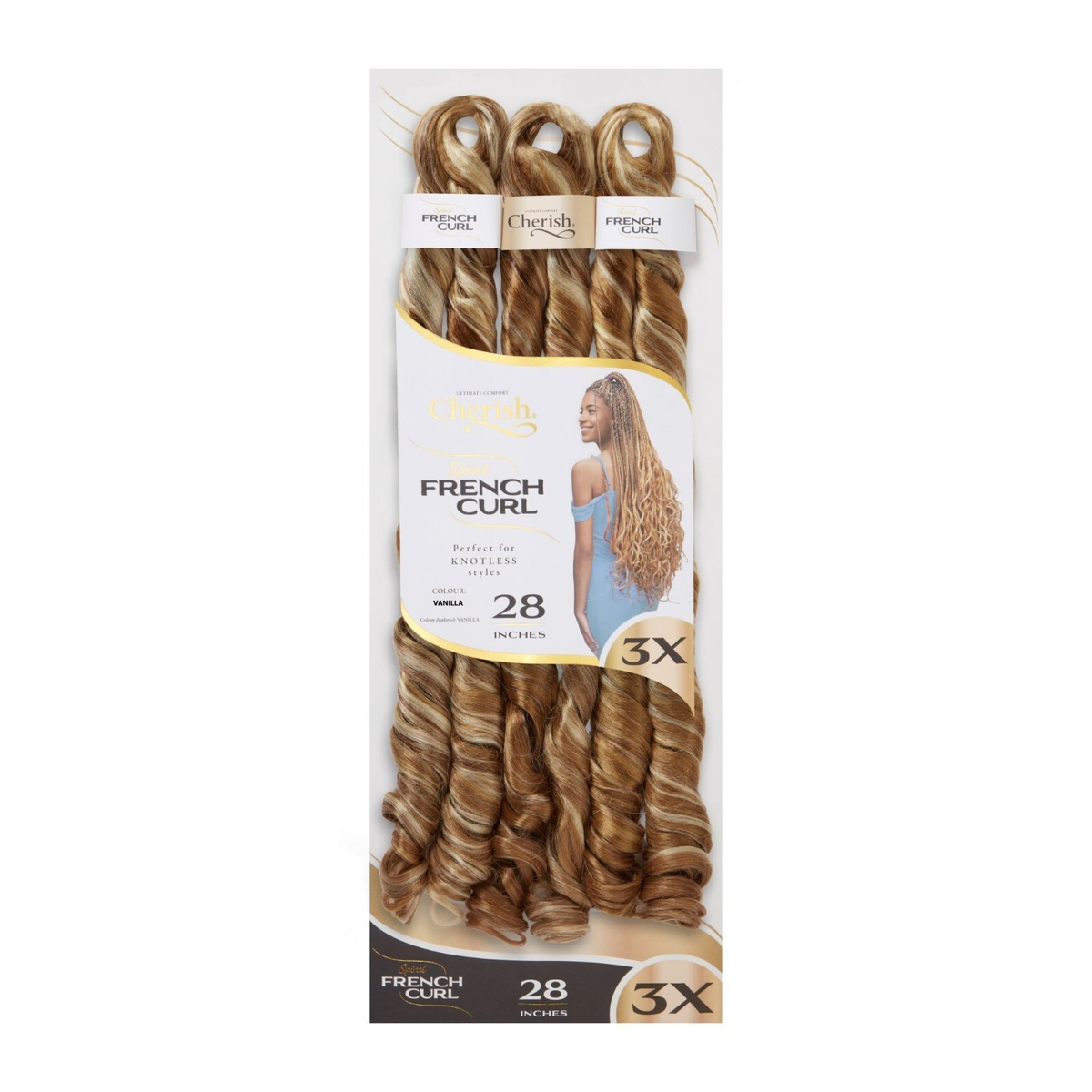 Cherish Spiral French Curl 3-pack – 28” syntetisk flettehår krøller Farve - 613